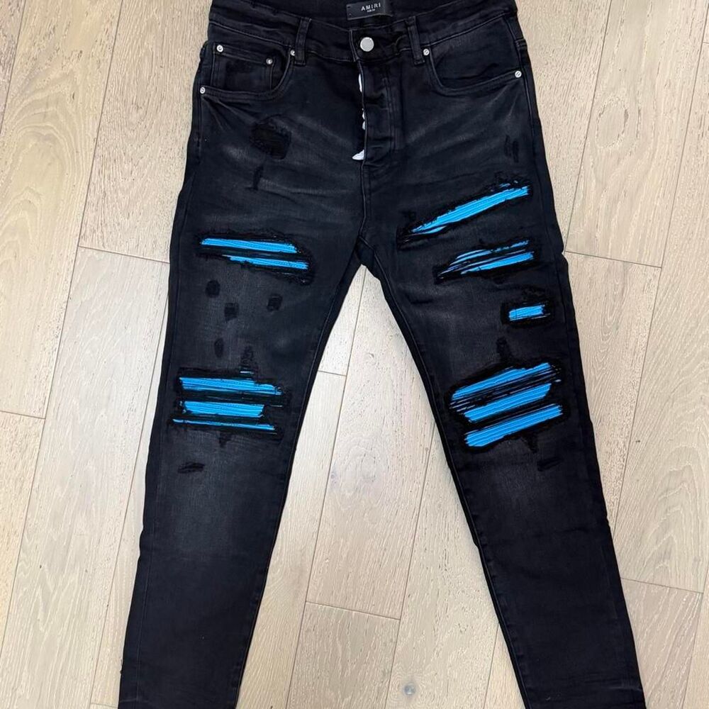 Amiri Men's Black and Blue Jeans